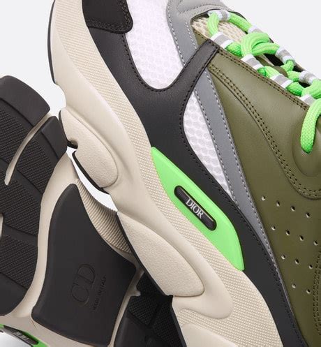 B22 Sneaker Cream and White Technical Mesh with Olive and 